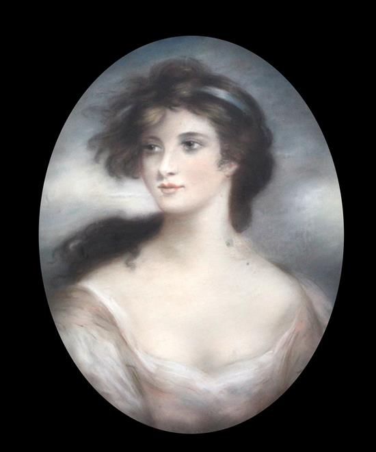 English School (c.1900) Portrait of a lady, oval, 22 x 17.5in.